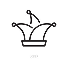 Joker hat line icon, symbol. Casino, poker, gambling game concept. Isolated on a white background. Flat design. Editable stroke. Vector illustration.