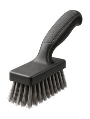Sturdy floor brush with metal bristles for tough grime removal on concrete.