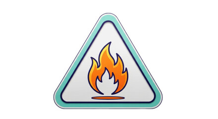 Isolated flame icon in a triangle warning sign, fire risk or danger notification symbol