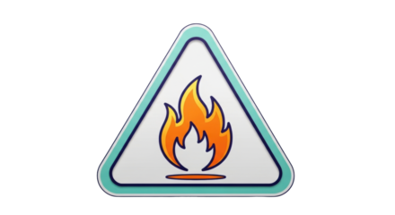 Isolated flame icon in a triangle warning sign, fire risk or danger notification symbol