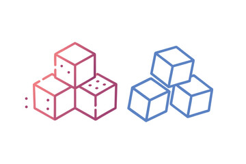 Obraz premium Stacked cubes in red and blue gradients a minimalist design silhouette