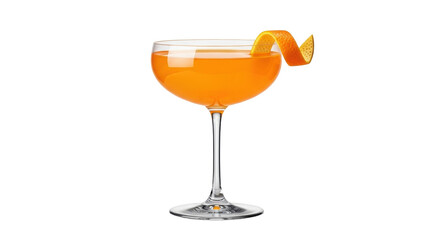 Isolated glass of orange cocktail drink with a orange twist as garnish for design assets