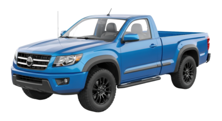 Isolated Pickup Truck in Blue, Side View, Automobile Transport, Trucking Vehicle, Automotive