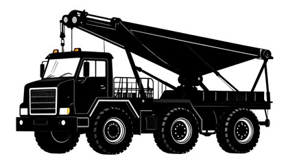 Fototapeta premium Black silhouette of a heavy-duty truck