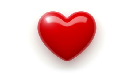 Red Heart Symbol on White Background for Love and Romance.