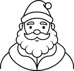Santa Claus Line Art Portrait, Santa Claus Head Line Art Illustration. 
