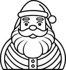 Santa Claus Line Art Portrait, Santa Claus Head Line Art Illustration. 
