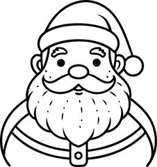 Santa Claus Line Art Portrait, Santa Claus Head Line Art Illustration. 
