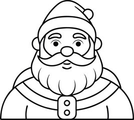 Santa Claus Line Art Portrait, Santa Claus Head Line Art Illustration. 
