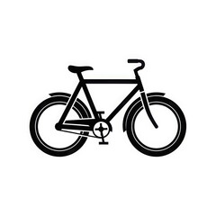 Simple black silhouette of a bicycle for general use isolated on white background