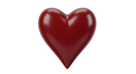 Isolated 3D rendered smooth red heart object representing love, romance, and relationships