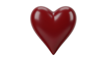 Isolated 3D rendered smooth red heart object representing love, romance, and relationships