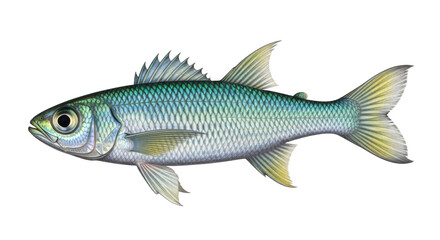 Isolated Indo-Pacific Tarpon illustration, a coastal fish species common in saltwater habitats
