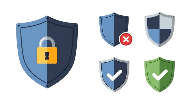 Security Shields - Protection, Validation, and Error Icons for Digital Safety. - Powered by Adobe