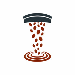 Minimalist Espresso Coffee Grinder Logomark with Cascading Beans 
