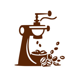 Minimalist Espresso Coffee Grinder Logomark with Cascading Beans 