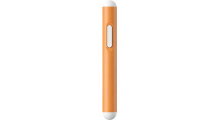 Isolated close-up of an orange cylinder object with white caps and white button detail