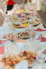Delicious appetizers, restaurant dishes, beautiful presentation of dishes in a restaurant