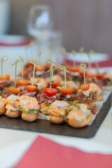 Delicious appetizers, restaurant dishes, beautiful presentation of dishes in a restaurant