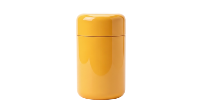 Isolated yellow container with lid is a stylish storage jar for kitchen organization