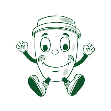 coffee cup retro cartoon character illustration