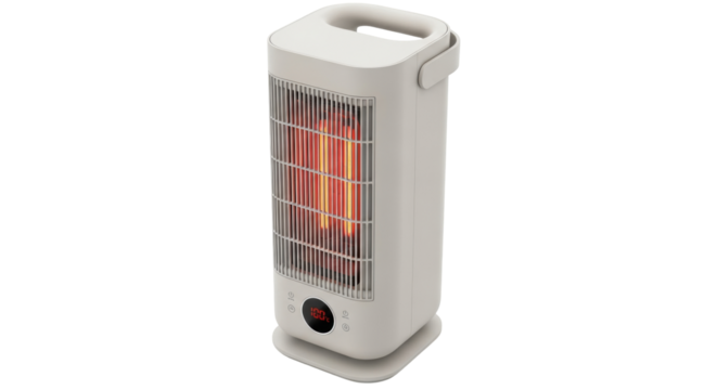 Isolated portable electric heater, infrared radiator for domestic space heating in wintertime