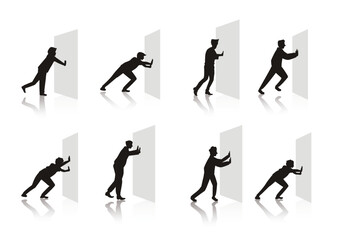 people pushing wall vector 