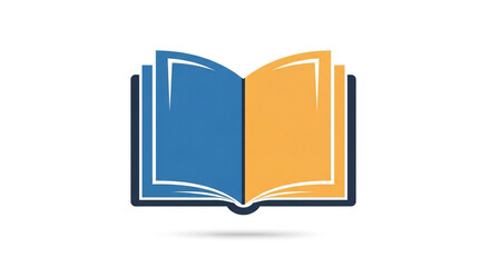 Open book with blue and yellow pages isolated on white background education and knowledge concept literature and reading symbol