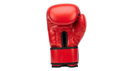 Isolated red boxing glove for fighting sports, combat, training, fitness and exercise equipment