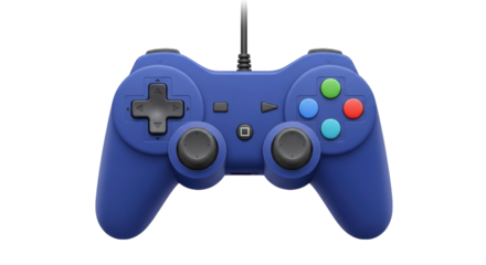 Isolated blue gaming controller, perfect for video games or computer gaming and other entertainment