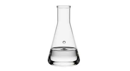 Isolated Erlenmeyer flask with liquid sample for experiment and research work in the lab