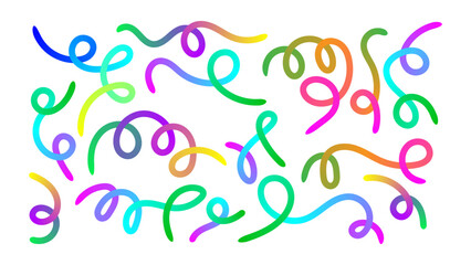 Fototapeta premium Set of colorful Gradient Wavy squiggle Lines. Abstract 3D Ribbon Pattern Background. Vector graphic designs elements.
