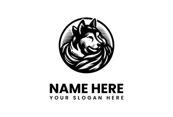 Circular Husky Logo Design - Customizable Identity for Your Brand