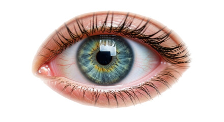 Isolated, extreme close-up of a human eye, showing detailed iris and long eyelashes © Lisa