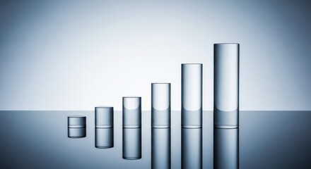 Glass bar chart showing financial growth and success on a reflective surface.