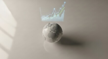 Global economy growth concept with Earth and financial chart projection.