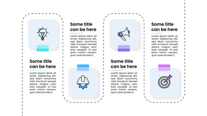 Infographic template. Glass squares with line and 4 steps