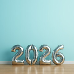 Transparent PNG Cutout: Silver Foil Numerals 2026, Isolated