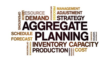 Aggregate Planning animated word cloud-text design animation tag kinetic typography seamless loop.