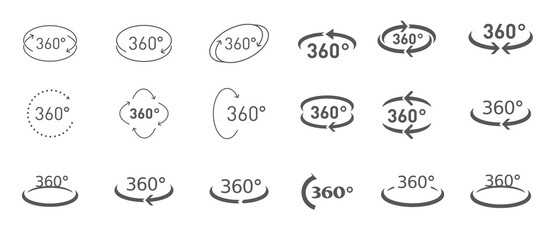 degree circular rotation set vector icons