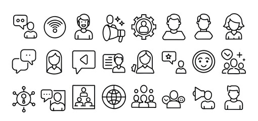 utline icons about social media marketing contains such 