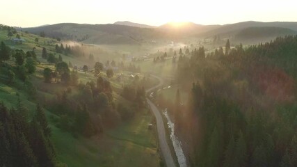 Early morning with fresh fog in hill green mountain, Fresh morning fog blankets green hills and mountains in soft dawn light. creates serene mystical landscape ideal for nature and tranquility themes - Powered by Adobe