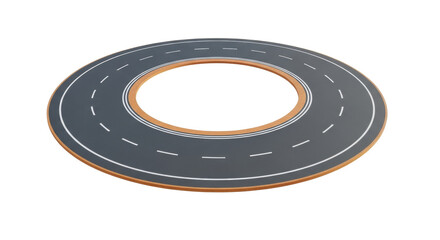 Isolated circular road with lane markings, concept of transportation infrastructure design