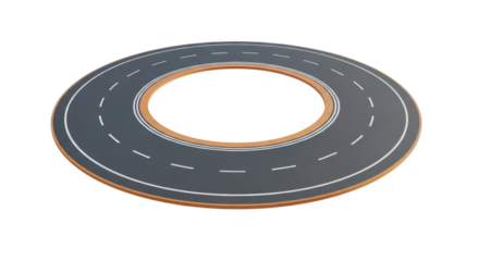 Isolated circular road with lane markings, concept of transportation infrastructure design