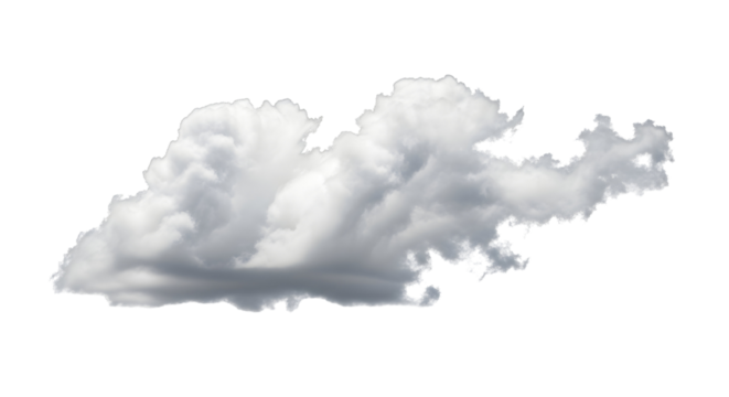 Fluffy cloud floating, isolated element for design projects, adds a dreamy feel to any creative work, perfect for weather or nature themes