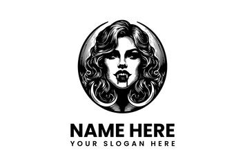 Mysterious Gothic Woman Portrait Logo for Brands