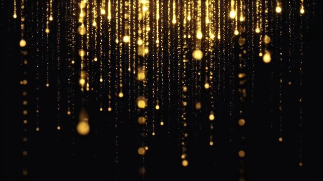 Elegant Gold Glitter Falling Background Abstract Seamless Loop Video