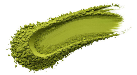 Isolated texture of green matcha tea powder, Japanese green tea powder, herbal ingredient