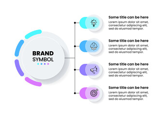 Infographic template. Glass circles with 4 icons