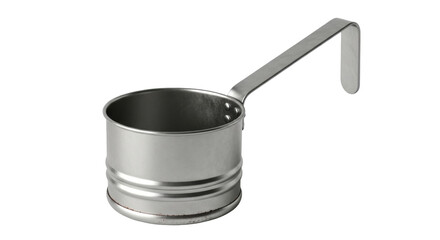 Isolated steel conical strainer for cooking with side handle and hook for pot edge